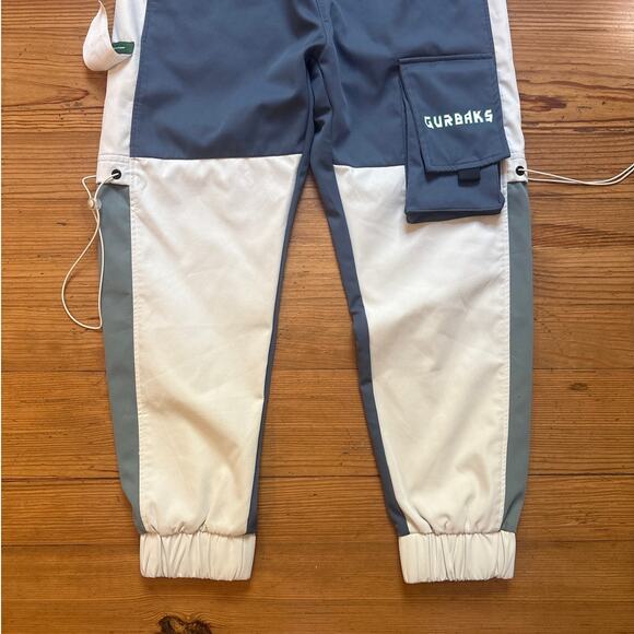 Gurbaks gray ivory color block cargo sweatpants SIZE S - Picture 2 of 5